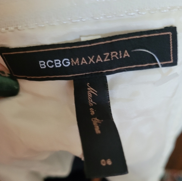 BCBGMaxAzria Colorblock Blue Black Cream Strapless Puff Mini Dress Size 6 - Picture 9 of 11